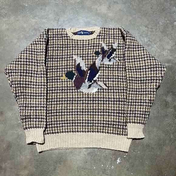 Vintage 80s Polo Ralph Lauren Mallards Duck Wool Sweater - Picture 1 of 4